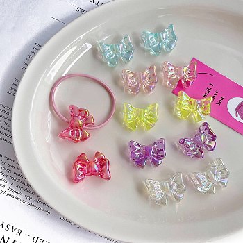 Transparent Acrylic Beads, Bowknot, Mixed Color, 21.5x26.7x11.4mm, Hole: 3mm