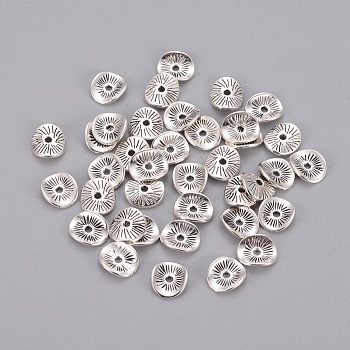 Tibetan Style Wavy Spacer Beads, Cadmium Free & Nickel Free & Lead Free, Arched Disc, Antique Silver, 9x1mm, Hole: 1mm