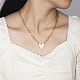 Natural Shell Heart Pendant Necklace with Stainless Steel Paperclip Chains(IQ7813-1)-5