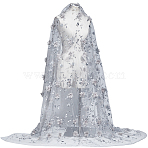 Flower Pattern Polyester Embroidery Fabric, Clothing Accessories, Light Grey, 1600~2000x1300~1400x1mm(DIY-WH0888-486A)