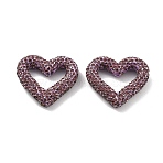 Heart Shape Polymer Clay Rhinestone Beads, Focals Beads for DIY Phone Charm, Pen and Jewelry Making Supplies, Light Amethyst, 27.5x33.5x8mm, Hole: 2mm(CLAY-NH0001-09A-05)