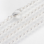 Iron Rolo Chains Necklace Making, with Lobster Clasps, Soldered, Silver Color Plated, 17.7 inch(45cm)(X-MAK-R015-45cm-S)