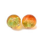 Handmade Gold Sand Lampwork Beads, Luminous Two Tone Beads, Round, Dark Sea Green, 12x11mm, Hole: 1.8mm(LAMP-WH0001-10B)