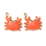 304 Stainless Steel Pendants, with Enamel, Crab Charms, Golden, Orange, 15.5x15.5x3.5mm, Hole: 1.8mm(SA-D002-15B-G)