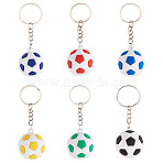 6Pcs 6 Colors Plastic Football Pendant Keychains, Platinum, Mixed Color, 90.5mm, 1pc/color(KEYC-TA0001-60)