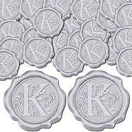 Adhesive Wax Seal Stickers, Envelope Seal Decoration, For Craft Scrapbook DIY Gift, Silver Color, Letter K, 30mm, 100pcs/box(DIY-CP0009-53B-02)