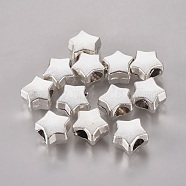 Tibetan Style Alloy European Beads, Large Hole Star Beads, Cadmium Free & Lead Free, Antique Silver, 11x7mm, Hole: 4mm, about 462pcs/1000g(TIBEB-Q054-20AS-NR)