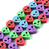 Handmade Polymer Clay Beads Strands, Alien, Colorful, 10~12x8~9.5x4~5mm, Hole: 1.4mm, about 40pcs/strand, 13.78 inch(35cm)(CLAY-N010-077)