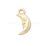 Brass Pendants, Moon Charms, Real 14K Gold Plated, 13x6.5x3mm, Hole: 1.6mm(KK-A244-03A-G)