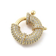 Brass Micro Pave Clear Cubic Zirconia Spring Ring Clasps, Rack Plating, Long-Lasting Plated, Lead Free & Cadmium Free, Real 18K Gold Plated, 20x24x8.5mm, Hole: 1mm(KK-L228-42G)