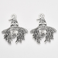 Tibetan Style Alloy Pendants,  Cadmium Free & Lead Free, Witch, Antique Silver, 58x48.5x4.5mm, Hole: 5mm, about 55pcs/500g(TIBEP-T009-43AS-RS)