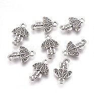 Tibetan Style Alloy Pendants, Cadmium Free & Lead Free, Umbrella, Antique Silver, 18x11x2.5mm, Hole: 2mm(X-TIBEP-R155-AS-LF)