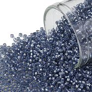 TOHO Round Seed Beads, Japanese Seed Beads, (2102) Silver Lined Milky Montana Blue, 15/0, 1.5mm, Hole: 0.7mm, about 3000pcs/10g(X-SEED-TR15-2102)