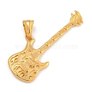 Ion Plating(IP) 304 Stainless Steel Big Pendants, Guitar Charm, Golden, 11x54x4mm, Hole: 9x5mm(STAS-D110-12G)