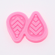 DIY Pendant Silicone Molds, Resin Casting Moulds, Jewelry Making DIY Tool For UV Resin, Epoxy Resin Jewelry Making, Teardrop, Pink, 57x51x7mm(DIY-WH0182-06S)