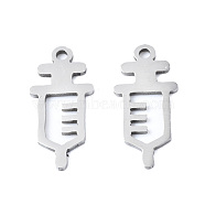 201 Stainless Steel Pendants, Laser Cut, Injection Syringe, Stainless Steel Color, 18x8.5x1mm, Hole: 1.4mm(STAS-T044-250P)