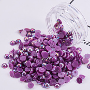 (Clearance Sale)ABS Plastic Imitation Pearl Cabochons, Nail Art Decoration Accessories, AB Color Plated, Half Round, Purple, 4x2mm, about 1g/box(MRMJ-T021-4mm-05)