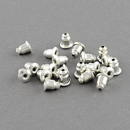 Iron Ear Nuts, Earring Backs, Silver Color Plated, 6x5mm, Hole: 1mm(IFIN-R190-S)