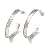 Rack Plating Iron Stud Half Hoop Earrings, with Ear Nuts, Long-Lasting Plated, Cadmium Free & Lead Free, C-shape, Platinum, 35.5x4mm(EJEW-M254-01P)