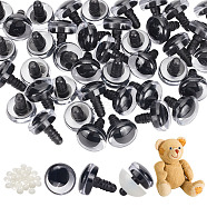 Elite 40 Sets Plastic Doll Craft Eyes, Safety Eyes, with Spacer, for Toy DIY Accessories, Half Round, Black, 24x20mm(DIY-PH0022-51)