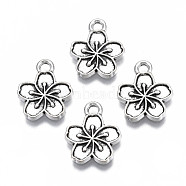 Tibetan Style Alloy Charm Settings for Enamel, Cadmium Free & Lead Free, Flower, Antique Silver, 14.5x12x2mm, Hole: 1.8mm, about 1690pcs/1000g(TIBEP-N011-027)