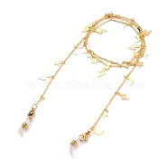 Brass Eyeglasses Chains, Neck Strap for Eyeglasses, with Lobster Claw Clasps, Cable Chains and Rubber Loop Ends, Moon & Star & Lightning Bolt, Golden, 27.55 inch(70cm)(AJEW-EH00241-02)