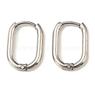 Stainless Steel Huggie Hoop Earrings, 304 Stainless Steel Needle with 201 Stainless Steel Ring, Oval, Stainless Steel Color, 15x10.5x2mm(EJEW-F322-03P)