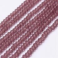 Transparent Glass Beads Strands, Faceted, Rondelle, Purple, 2.5x1.5~2mm, Hole: 0.5mm, about 185~190pcs/strand, 13.7 inch~14.1 inch(EGLA-K010-A06)