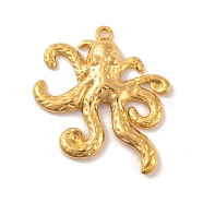 Ion Plating(IP) 304 Stainless Steel Pendants, Octopus Charms, Real 18K Gold Plated, 39.5x32.5x4.5mm, Hole: 2mm(STAS-N103-161C-G)