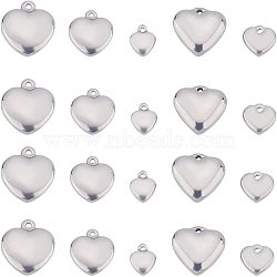 20Pcs 5 Style 304 Stainless Steel Charms, Heart, Stainless Steel Color, 4pcs/style(STAS-UN0026-92)