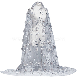 Flower Pattern Polyester Embroidery Fabric, Clothing Accessories, Light Grey, 1600~2000x1300~1400x1mm(DIY-WH0888-486A)