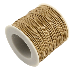 Waxed Cotton Thread Cords, BurlyWood, 1mm, about 10.93 yards(10m)/roll(YC-R003-1.0mm-10m-278)