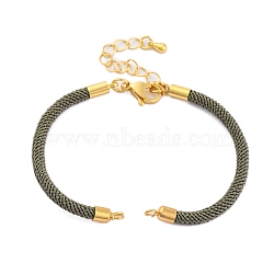 Nylon Cords Bracelet Makings Fit for Connector Charms, with Brass Findings and 304 Stainless Steel Lobster Claw Clasps, Long-Lasting Plated, Medium Sea Green, 6-1/2~6-3/4 inch(16.5~17cm), Hole: 1.8mm(AJEW-P116-02G-24)