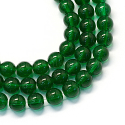 Baking Painted Transparent Glass Round Bead Strands, Green, 8.5~9mm, Hole: 1.5mm, about 105pcs/strand, 31.8 inch(X-DGLA-Q022-8mm-25)