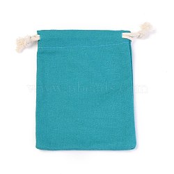 Polycotton Canvas Packing Pouches, Reusable Muslin Bag Natural Cotton Bags with Drawstring Produce Bags Bulk Gift Bag Jewelry Pouch for Party Wedding Home Storage, Teal, 12x9cm(ABAG-H103-A08)