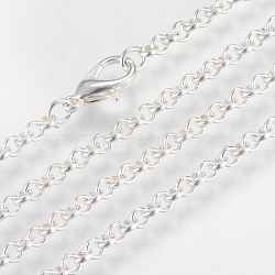 Iron Rolo Chains Necklace Making, with Lobster Clasps, Soldered, Silver Color Plated, 17.7 inch(45cm)(X-MAK-R015-45cm-S)