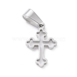 304 Stainless Steel Pendants, Laser Cut, Hollow Cross, Stainless Steel Color, 19x12x1.5mm, Hole: 3.5x7mm(STAS-L216-26P)