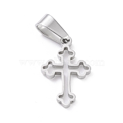 Non-Tarnish 304 Stainless Steel Pendants, Laser Cut, Hollow Cross, Stainless Steel Color, 19x12x1.5mm, Hole: 3.5x7mm(STAS-L216-26P)