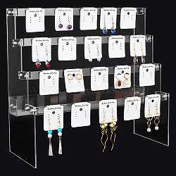 DIY 4-Tier Stairs Shape Acrylic Earring Displays Holder Set, with Earring Display Cards, Screws & Nuts, Clear, Finished: 31x13.5x29.5cm(ODIS-WH0029-64A)