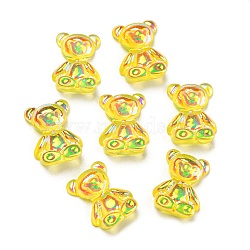 Cartoon Transparent Resin Cabochons, Iridescent Bear, AB Color, Yellow, 14x11x5.5mm(RESI-G073-01B)