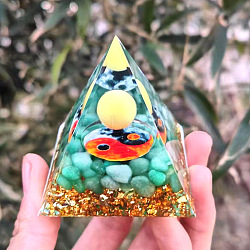 Orgonite Pyramid Resin Energy Generators, for Home Office Desk Decoration, Yin-yang, 60x60x60mm(PW-WG2FD2D-02)