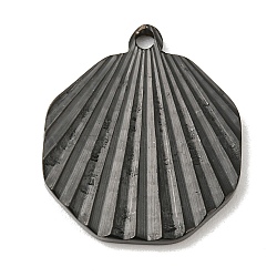 Ion Plating(IP) 304 Stainless Steel Pendants, Shell Shape Charm, Black, 20.5x17.5x1.8mm, Hole: 1.5mm(STAS-D025-07B)