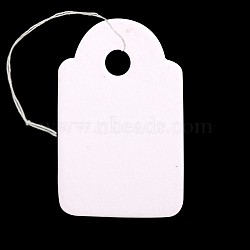Rectangle Blank Hang tag, Jewelry Display Paper Price Tags, with Cotton Cord, White, 24x15x0.2mm, Hole: 3mm, 500pcs/bag(X-CDIS-N001-64)