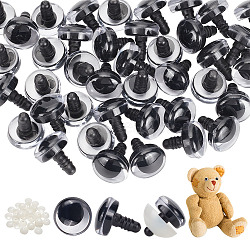 Elite 40 Sets Plastic Doll Craft Eyes, Safety Eyes, with Spacer, for Toy DIY Accessories, Half Round, Black, 24x20mm(DIY-PH0022-51)