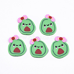 Handmade Polymer Clay Cabochons, for Nail Art Decoration, Cartoon, Lime Green, 22x16~17x2mm(X-CLAY-T016-17)