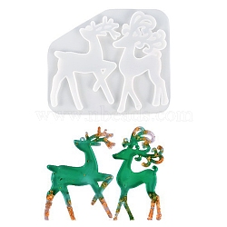 DIY Christmas Reindeer Pendant Silicone Molds, Resin Casting Molds, for UV Resin, Epoxy Resin Craft Making, White, 152x176x8.5mm, Inner Diameter: 118~134x73~85mm(DIY-P075-C03)