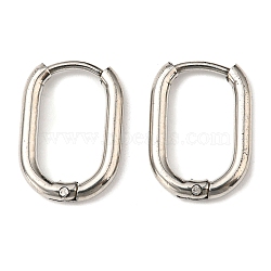 Tarnish Resistant Stainless Steel Huggie Hoop Earrings, 304 Stainless Steel Needle with 201 Stainless Steel Ring, Oval, Stainless Steel Color, 15x10.5x2mm(EJEW-F322-03P)