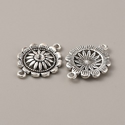Tibetan Style Alloy Connector Rhinestone Settings, Flower, Antique Silver, Fit for 2.2mm Rhinestone, 28x21x3mm, Hole: 1.4mm(FIND-CJC0016-20AS)