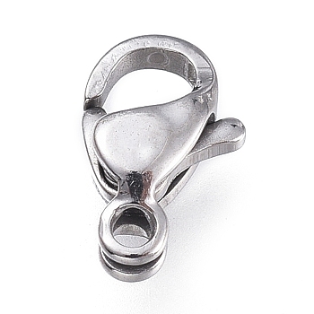 Tarnish Resistant 316 Surgical Stainless Steel Lobster Claw Clasps, Manual Polishing, Stainless Steel Color, 9x5.6x3mm, Hole: 1.2mm