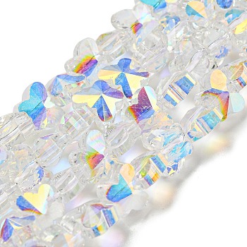 Glass Imitation Austrian Crystal Beads, Faceted, Butterfly, Clear AB, 6x8x5mm, Hole: 0.9mm, about 67pcs/strand, 15.75''(40cm)